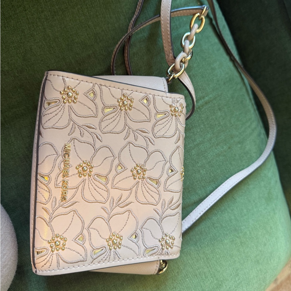 Michael Kors Beige Floral Crossbody Bag